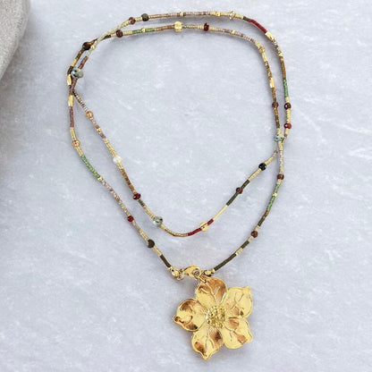 Collar largo etro flor oro
