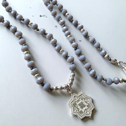 Collar cristales mandala plata