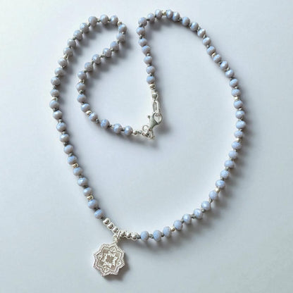 Collar cristales mandala plata