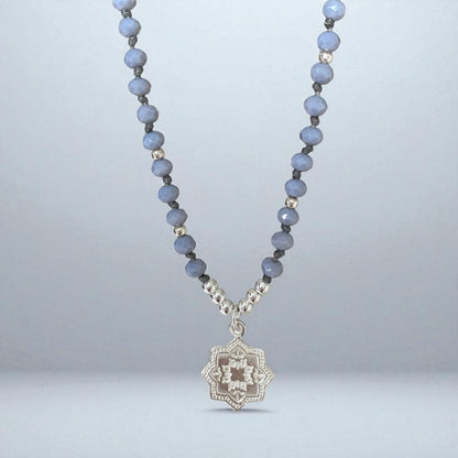 Collar cristales mandala plata