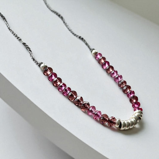 Collar tejido cristales plata 925