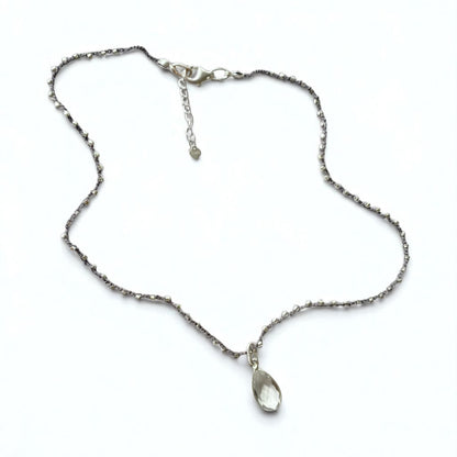 Collar tejido cuarzo plata