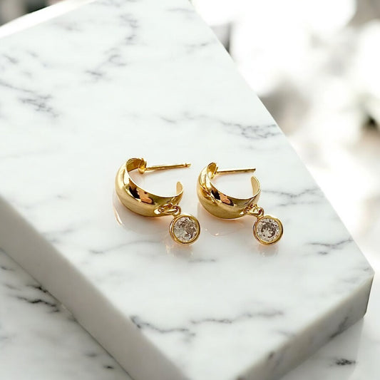 Aros argolla circón oro