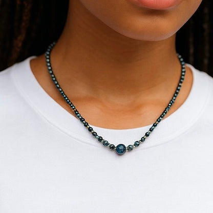 Collar choker cristales azules oro