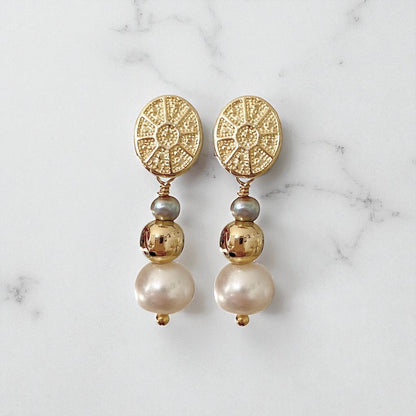 Aros blanca perlas oro