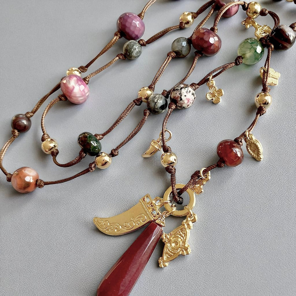 Collar chic piedras oro