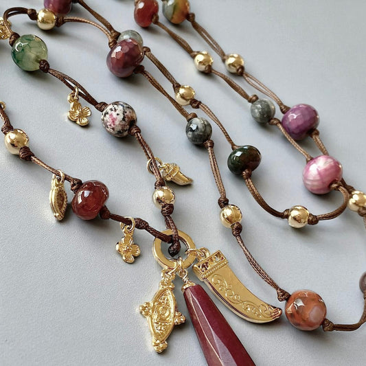 Collar chic piedras oro