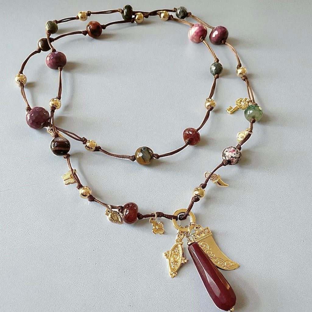 Collar chic piedras oro