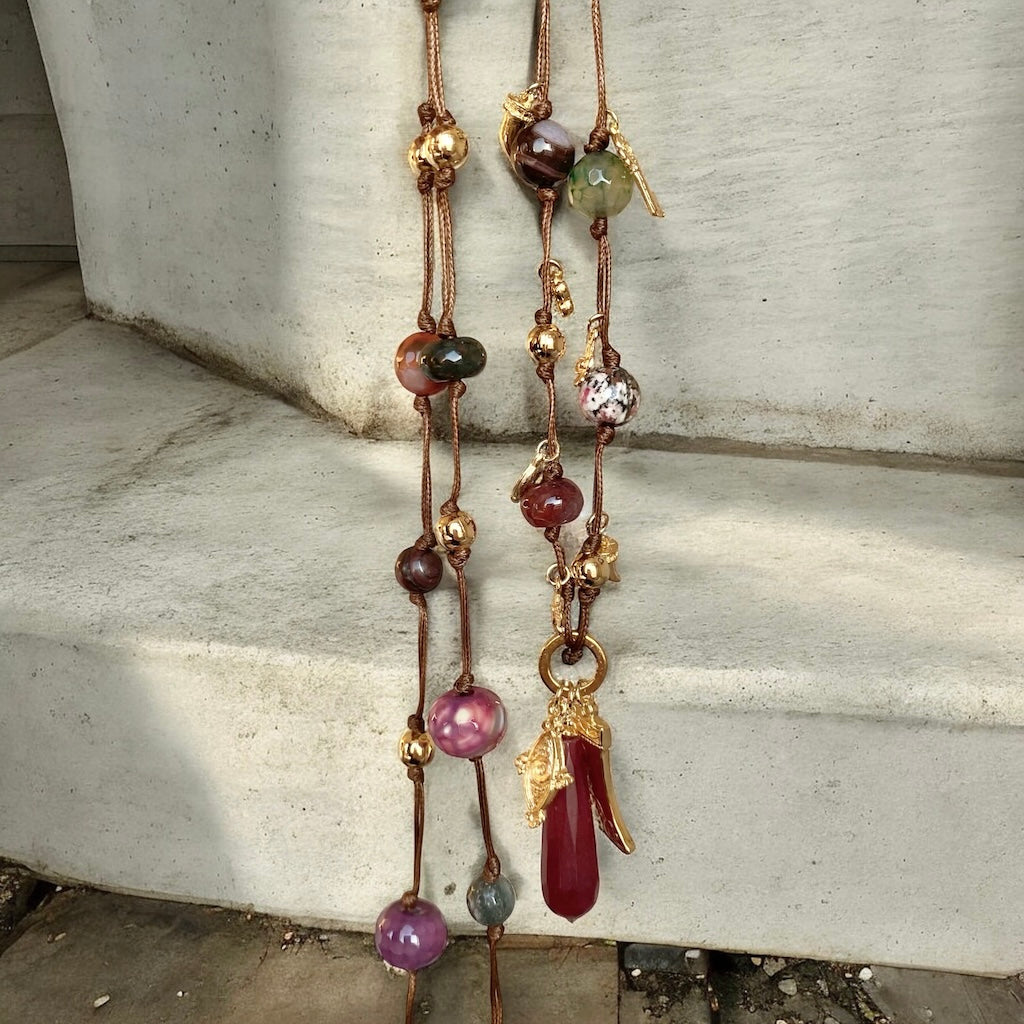 Collar chic piedras oro