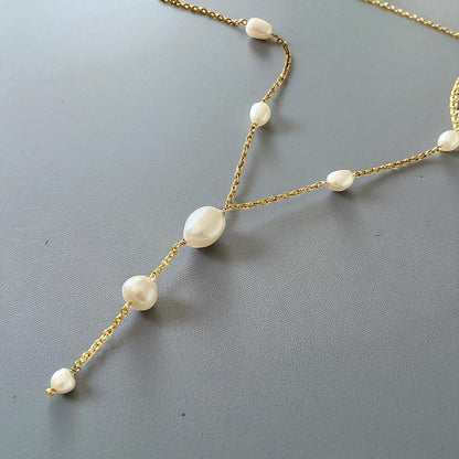 Collar cascada perlas oro