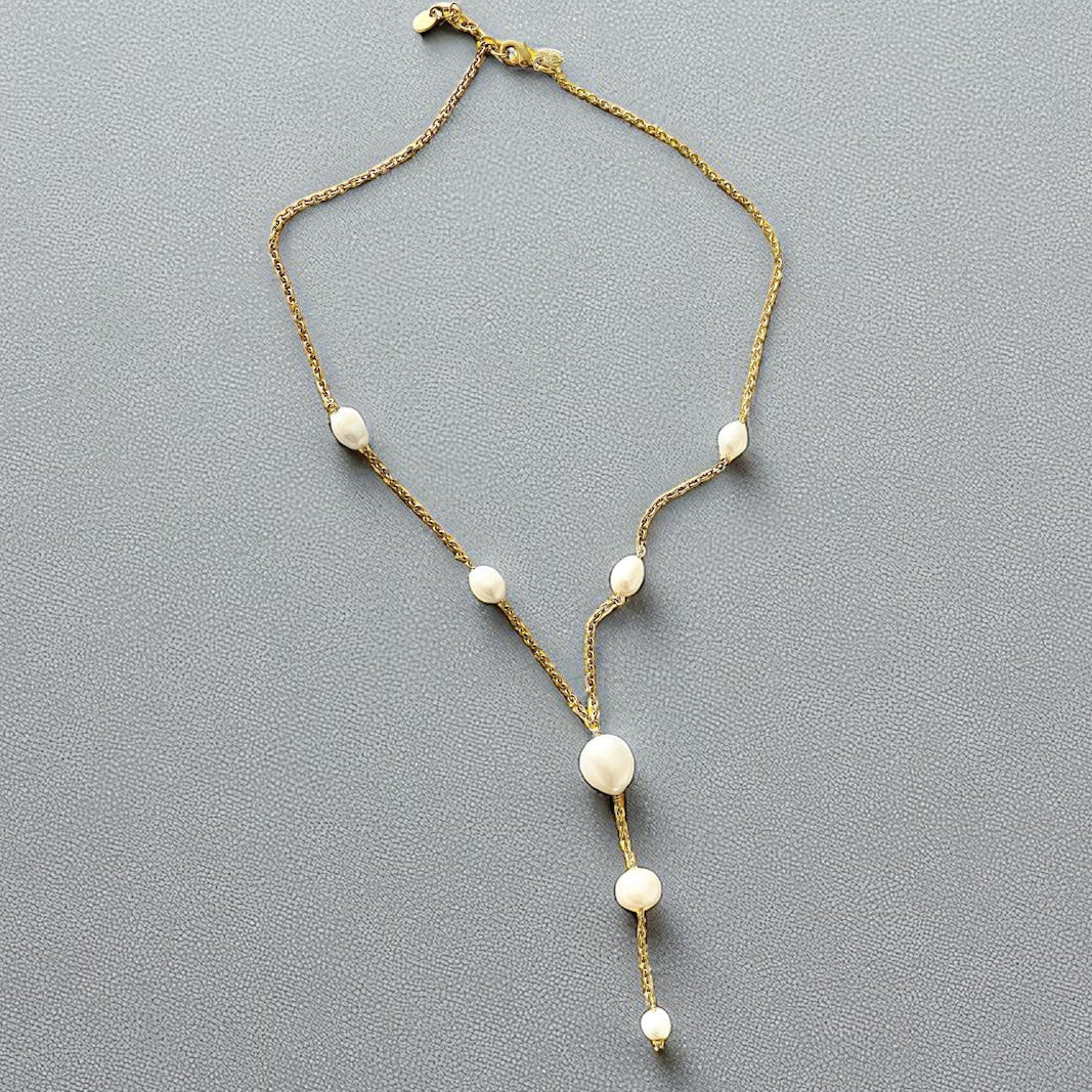 Collar cascada perlas oro