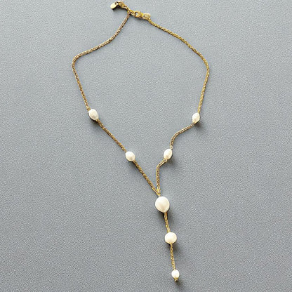 Collar cascada perlas oro