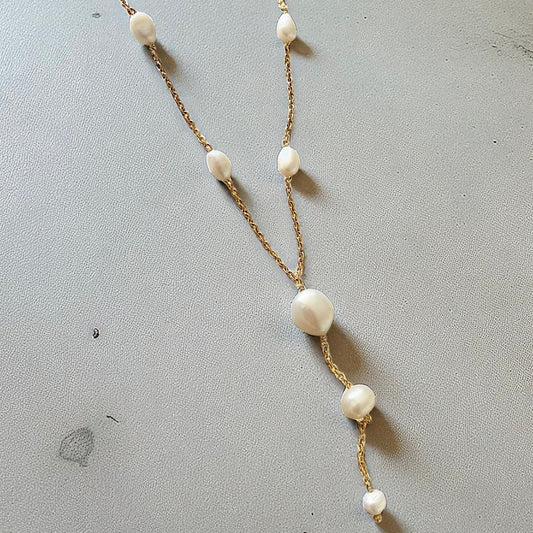 Collar cascada perlas oro
