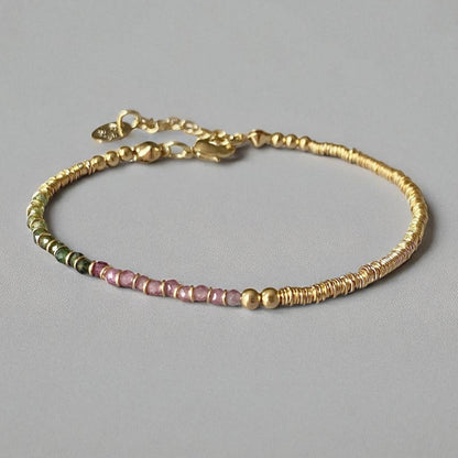 Pulsera turmalinas mostacilla oro