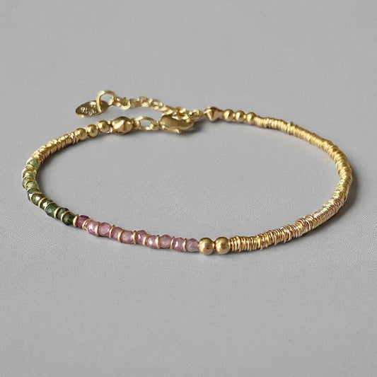 Pulsera turmalinas mostacilla oro