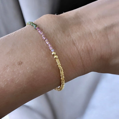 Pulsera turmalinas mostacilla oro