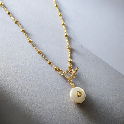 Collar perla circón oro