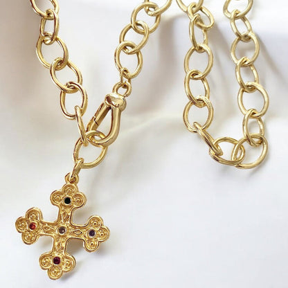 Collar eslabones cruz bizantina oro