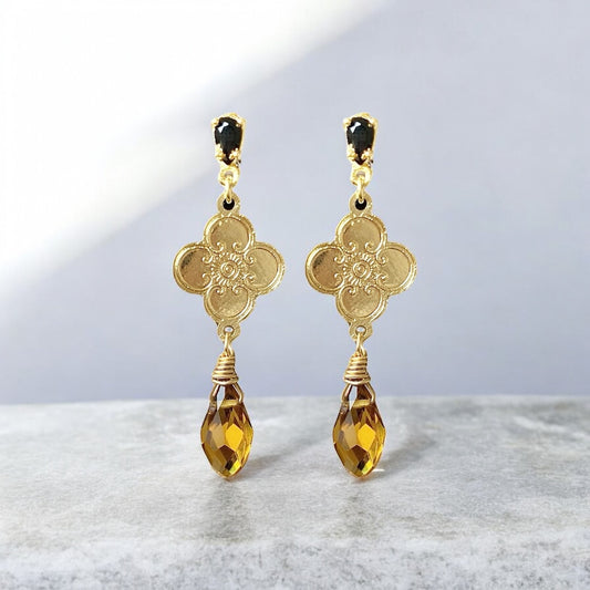 Aros flor estampada oro