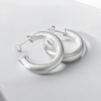 Aros argolla enchapados en plata satinada