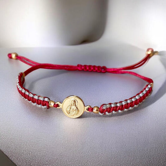 Pulsera macramé escapulario oro