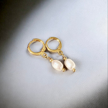 Aros argolla perla oro