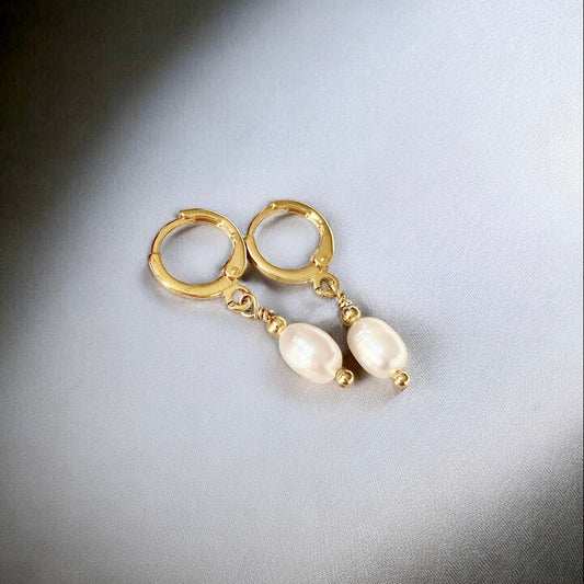 Aros argolla perla oro