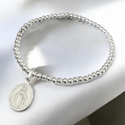 Pulsera virgen de los rayos plata