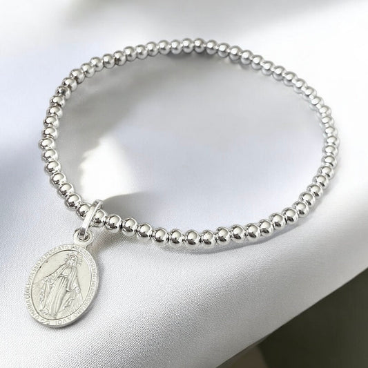 Pulsera virgen de los rayos plata