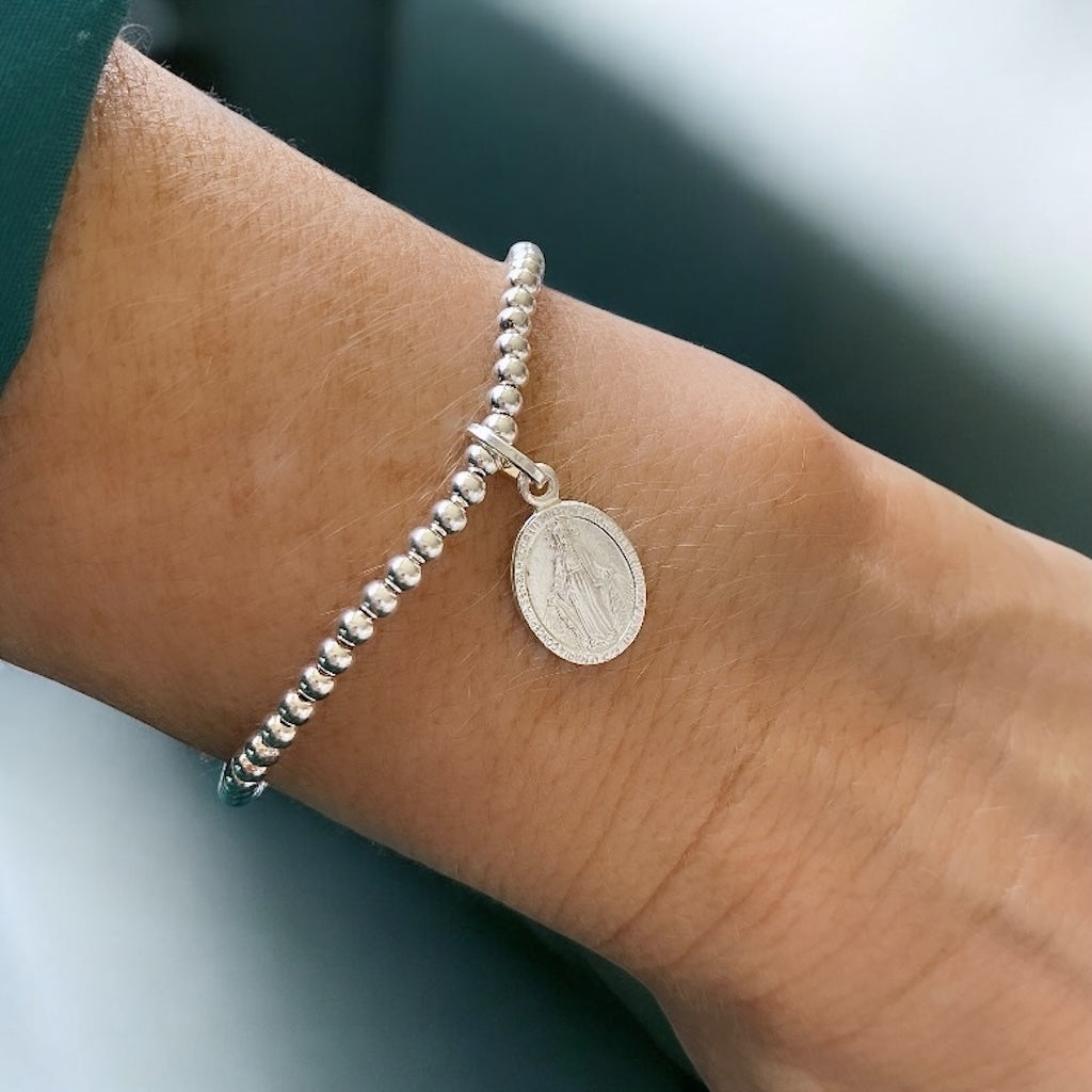 Pulsera virgen de los rayos plata