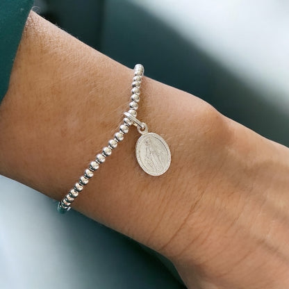 Pulsera virgen de los rayos plata