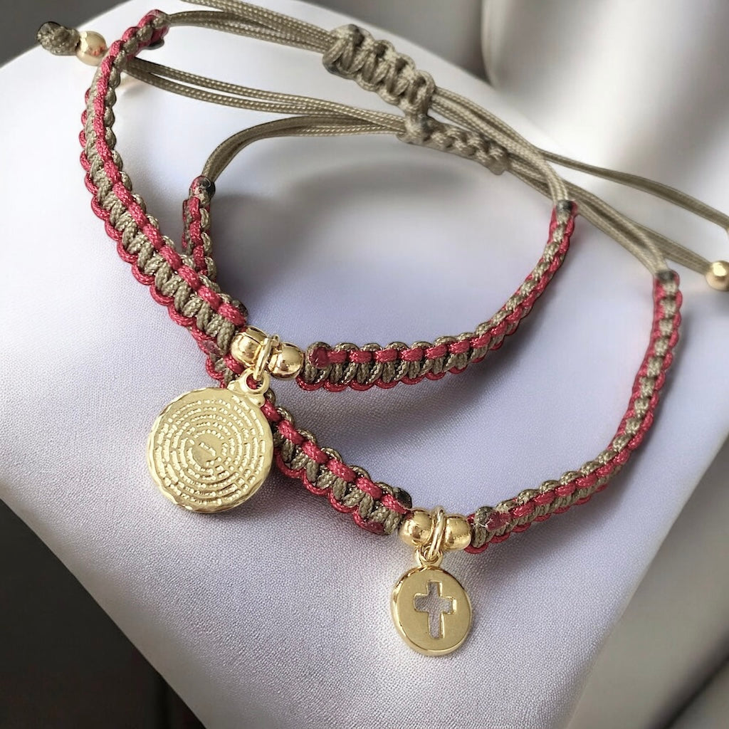 Pulsera macramé religiosas oro