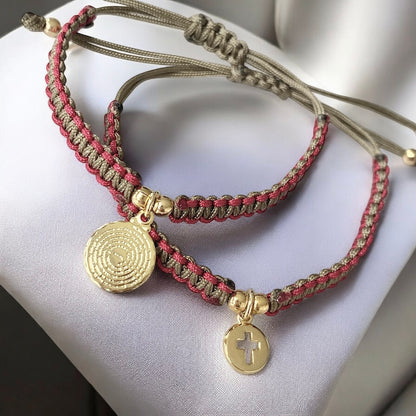 Pulsera macramé religiosas oro