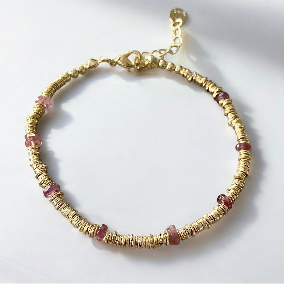 Pulsera tiare rubelita oro