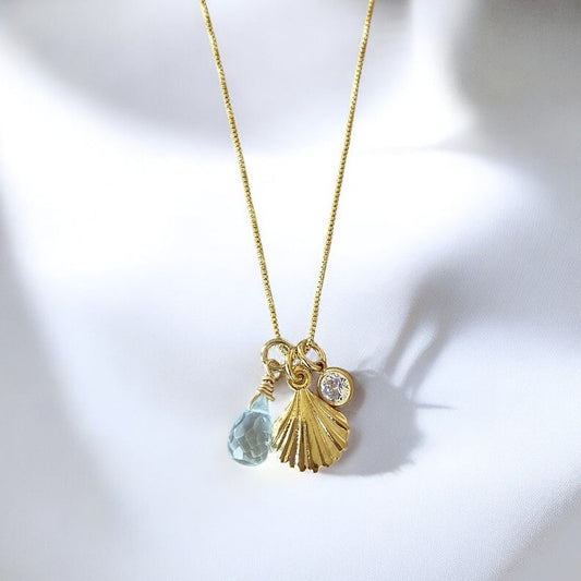 Collar trío mini shell oro