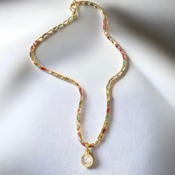 Collar choker leonor circón oro