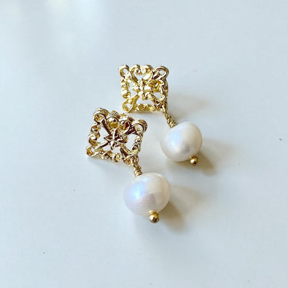 Aros pipa perlas oro