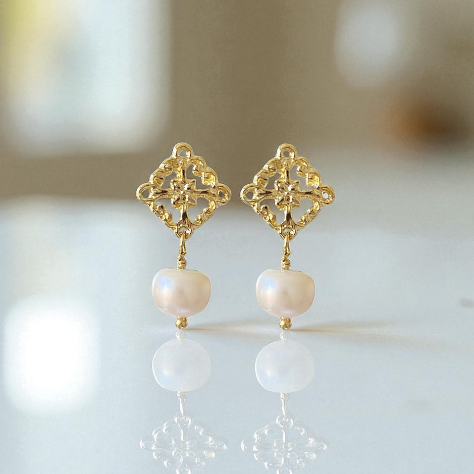 Aros pipa perlas oro