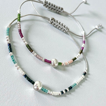 Pulsera hilo mijuki bolita plata