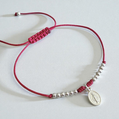 Pulsera hilo rojo Virgen de los Rayos plata