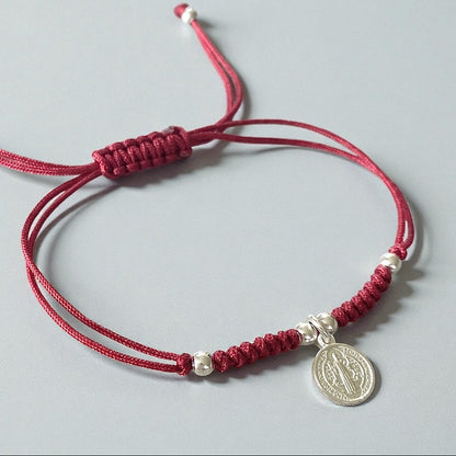 Pulsera hilo rojo San Benito plata