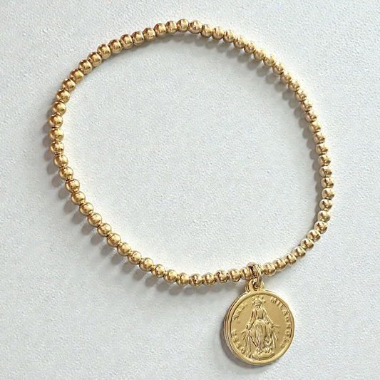 Pulsera bolitas medalla oro