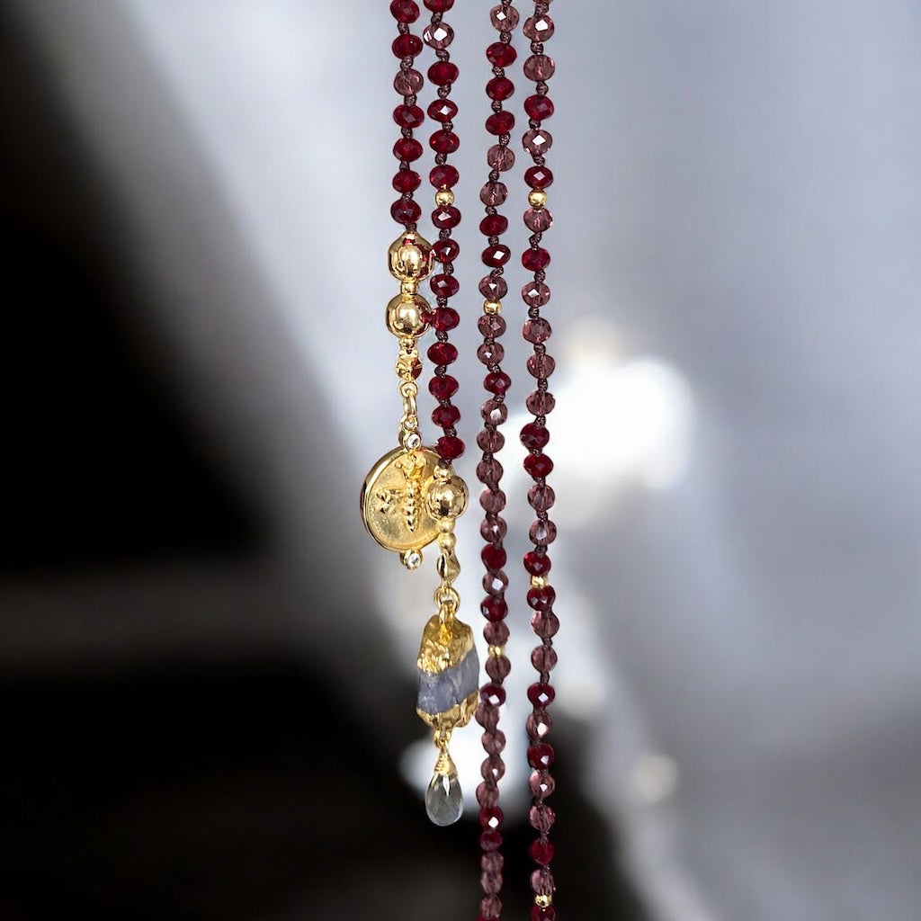 Collar siena cristal ciruela oro