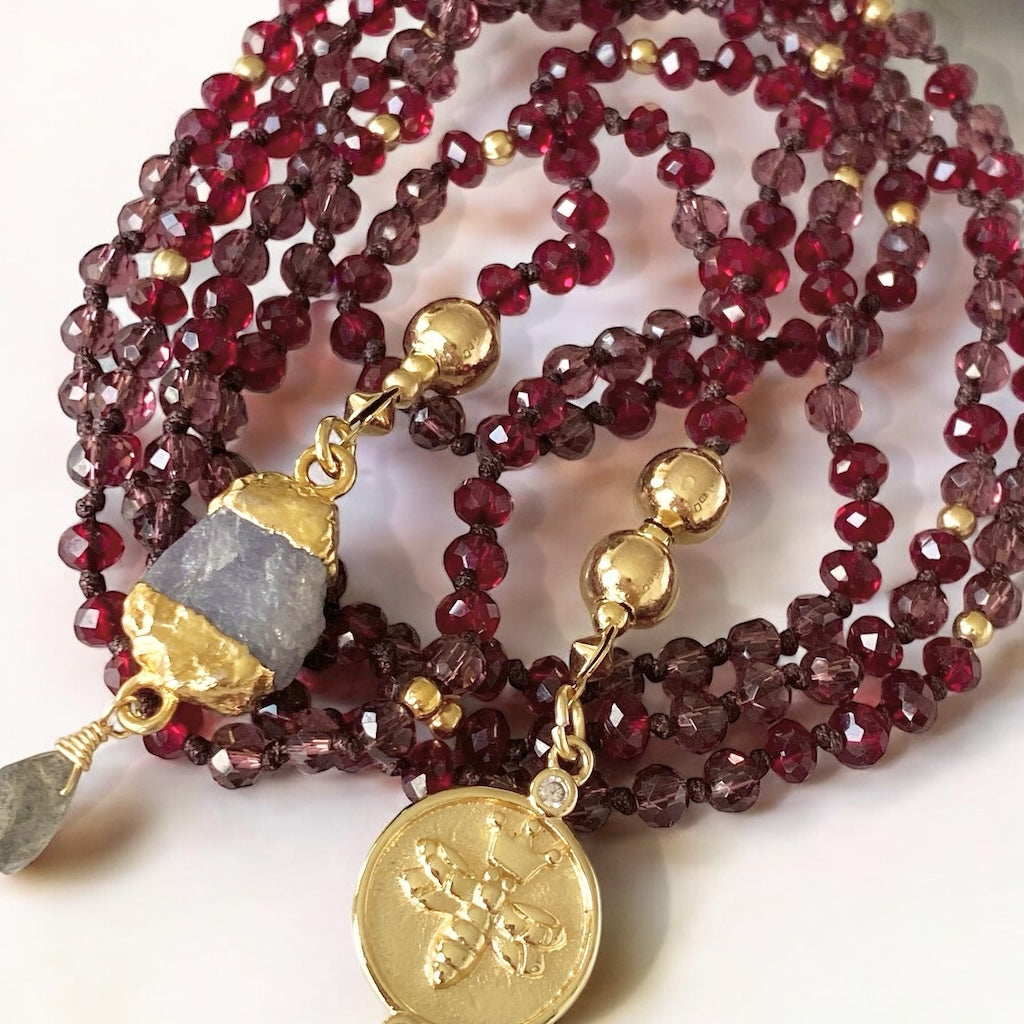 Collar siena cristal ciruela oro