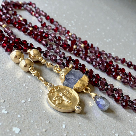 Collar siena cristal ciruela oro