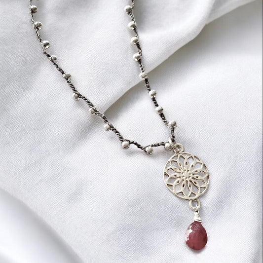 Collar tejido mandala plata 925