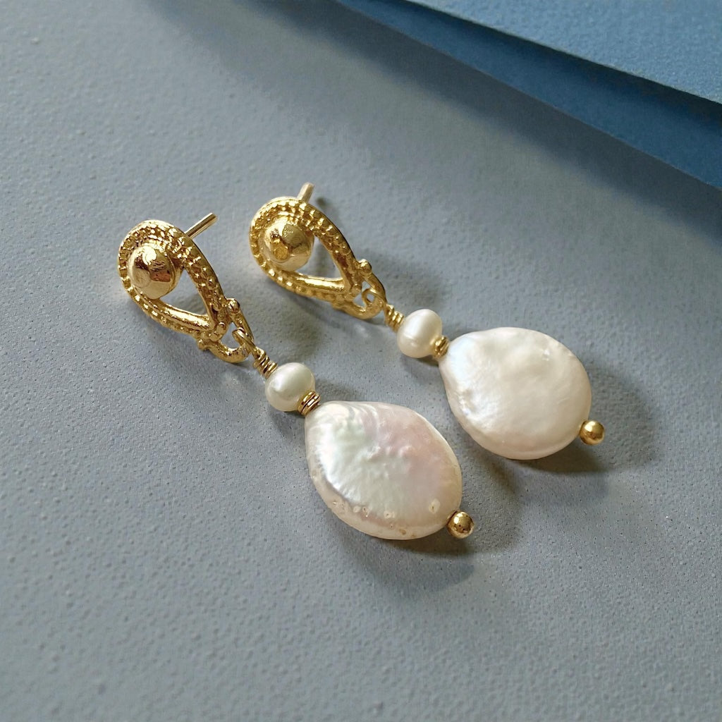 Aros olivia perlas oro