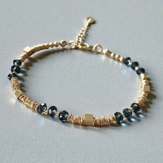 Pulsera cristal azul oro
