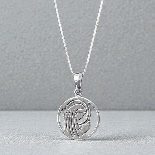 Collar virgen niña calada plata