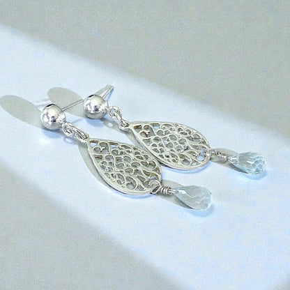 Aros gota aguamarina plata 925